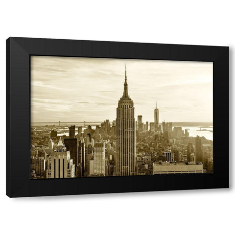 Manhattan Sunset Black Modern Wood Framed Art Print by Masik, Marek