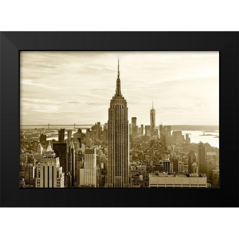 Manhattan Sunset Black Modern Wood Framed Art Print by Masik, Marek
