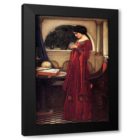 The Crystal Ball Black Modern Wood Framed Art Print with Double Matting by Waterhouse, J. W.
