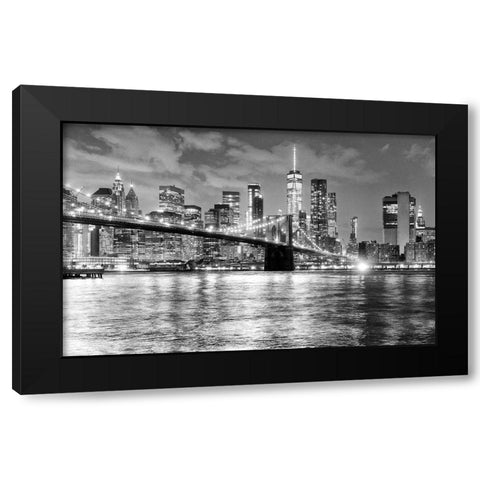 New York City Financial District Black Modern Wood Framed Art Print with Double Matting by Anon.
