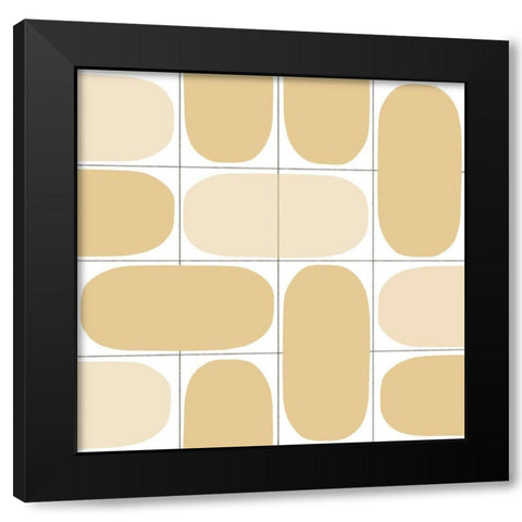 Geometric Oval Abstract,Tan Black Modern Wood Framed Art Print by Inuit