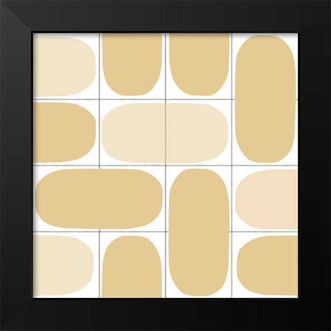 Geometric Oval Abstract,Tan Black Modern Wood Framed Art Print by Inuit