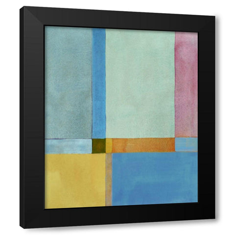 Geometric Watercolor Black Modern Wood Framed Art Print by Anonymous