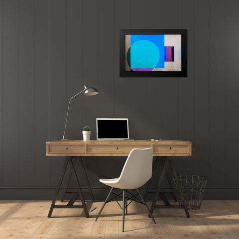 Geometric Abstract of circles and squares Black Modern Wood Framed Art Print by Anonymous