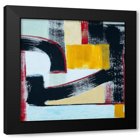 Abstract of Connected Black Shapes II Black Modern Wood Framed Art Print by Anonymous