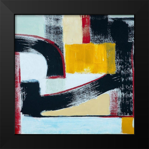Abstract of Connected Black Shapes II Black Modern Wood Framed Art Print by Anonymous