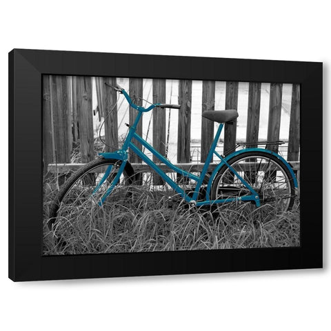 Teal Bike I. Black Modern Wood Framed Art Print with Double Matting by Anonymous