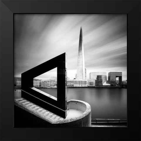 The Shard From Across the Thames Black Modern Wood Framed Art Print by Marekkijevsky