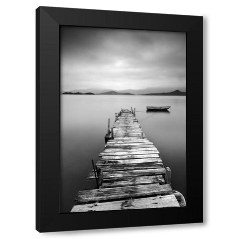 Peaceful Pier Black Modern Wood Framed Art Print with Double Matting by Anonymous