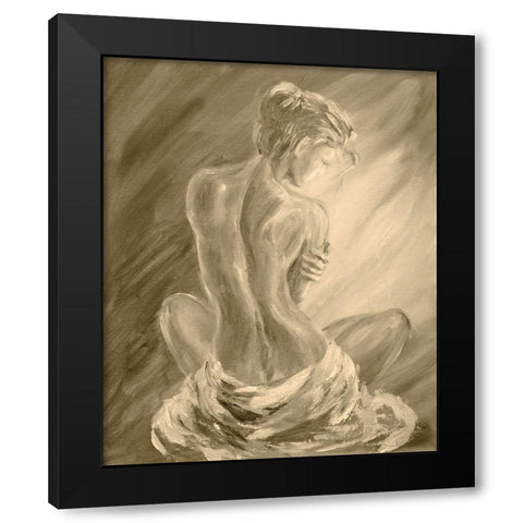 Beautiful Woman Reclining Black Modern Wood Framed Art Print by Anker
