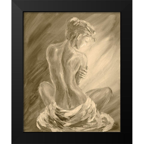 Beautiful Woman Reclining Black Modern Wood Framed Art Print by Anker