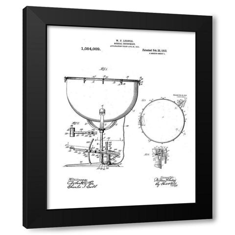 Kettle drum Diagram Black Modern Wood Framed Art Print by Anonymous