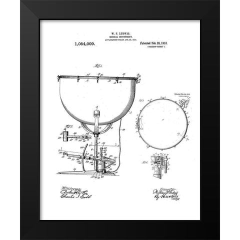 Kettle drum Diagram Black Modern Wood Framed Art Print by Anonymous