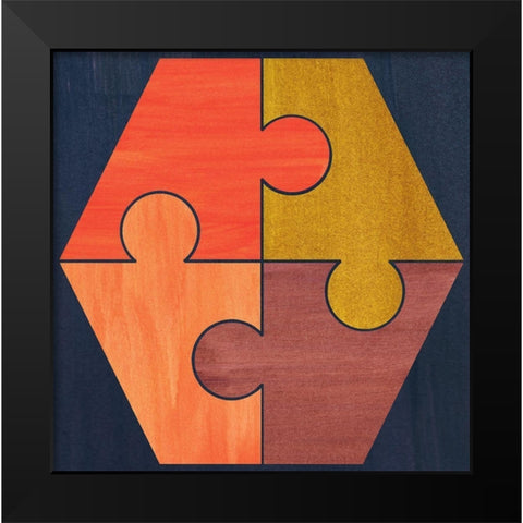 Patterned Hexagon Black Modern Wood Framed Art Print by Inuit