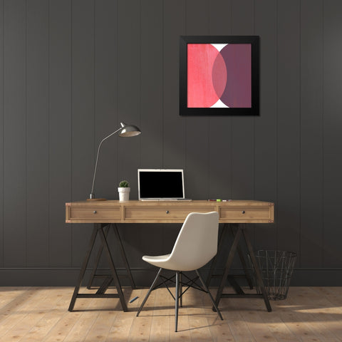 Abstract Circles Red Black Modern Wood Framed Art Print by Inuit