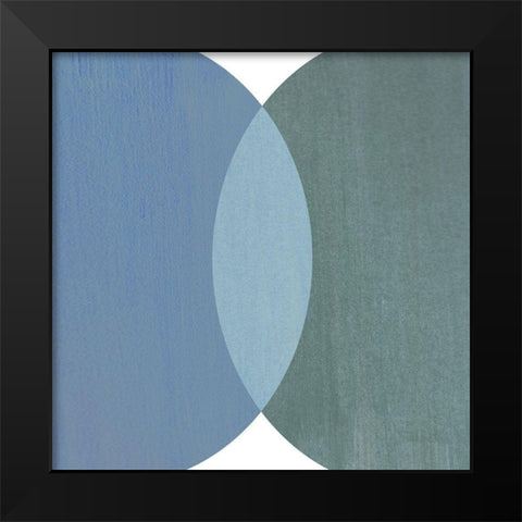 Abstract Circles Blue Black Modern Wood Framed Art Print by Inuit
