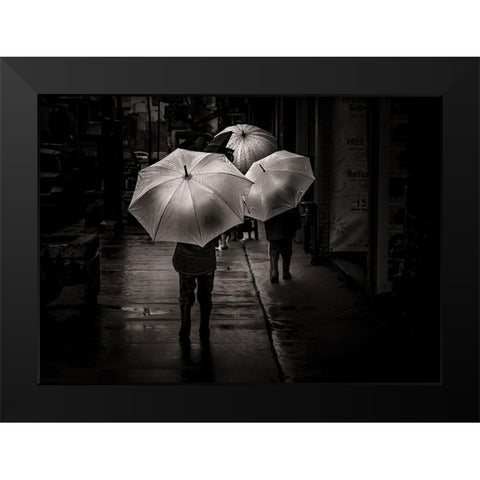 Just Walking in the Rain Black Modern Wood Framed Art Print by Carson, Brian