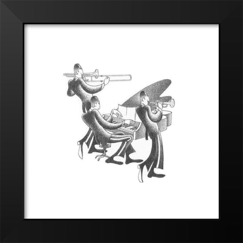 Jazz Evening Black Modern Wood Framed Art Print by Vilar, Roger