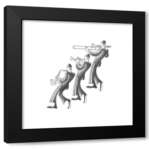 Jazz Melody Black Modern Wood Framed Art Print by Vilar, Roger