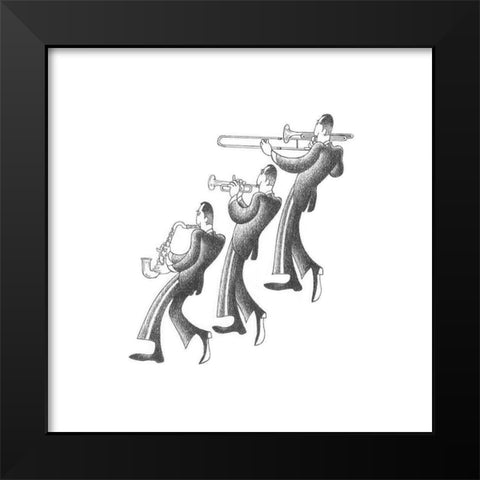 Jazz Melody Black Modern Wood Framed Art Print by Vilar, Roger