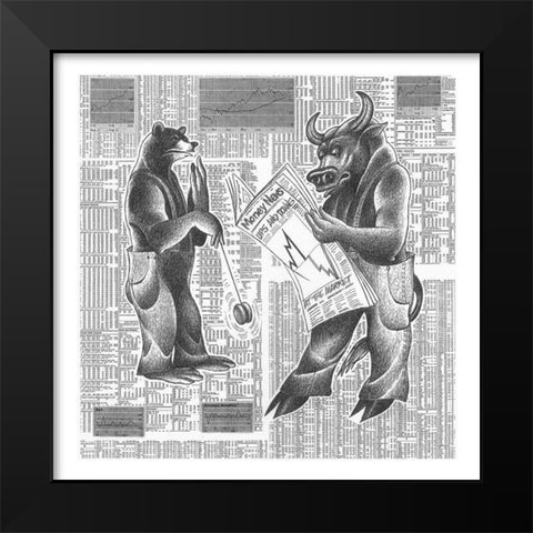 Market Ups and Downs Black Modern Wood Framed Art Print by Vilar, Roger