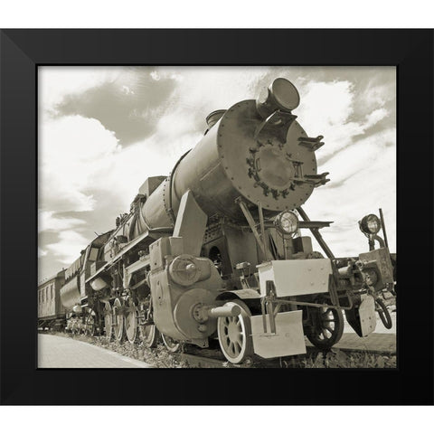 Vintage Locomotive Black Modern Wood Framed Art Print by Anonymous