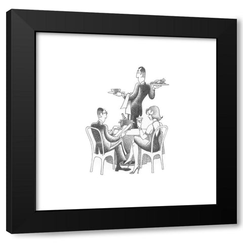 Dining Out Black Modern Wood Framed Art Print with Double Matting by Vilar, Roger