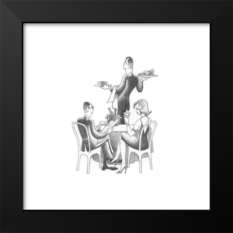 Dining Out Black Modern Wood Framed Art Print by Vilar, Roger