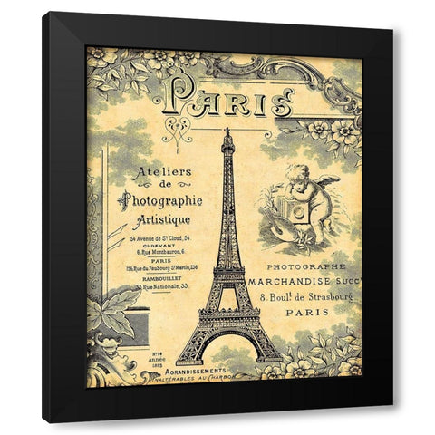 Paris 1900 Black Modern Wood Framed Art Print by Lynea