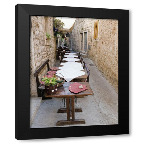 Old Village Cafe Black Modern Wood Framed Art Print with Double Matting by Anonymous