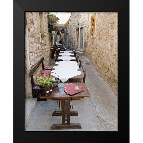 Old Village Cafe Black Modern Wood Framed Art Print by Anonymous