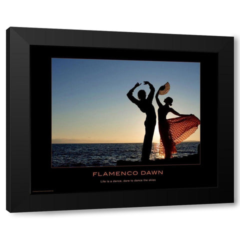 Flamenco Dawn Black Modern Wood Framed Art Print by Anonymous