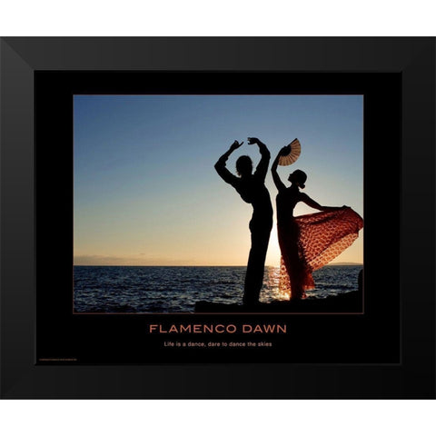 Flamenco Dawn Black Modern Wood Framed Art Print by Anonymous