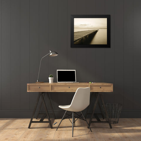 Old Wooden Pier Black Modern Wood Framed Art Print by Anonymous