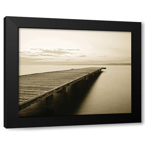 Old Wooden Pier Black Modern Wood Framed Art Print by Anonymous