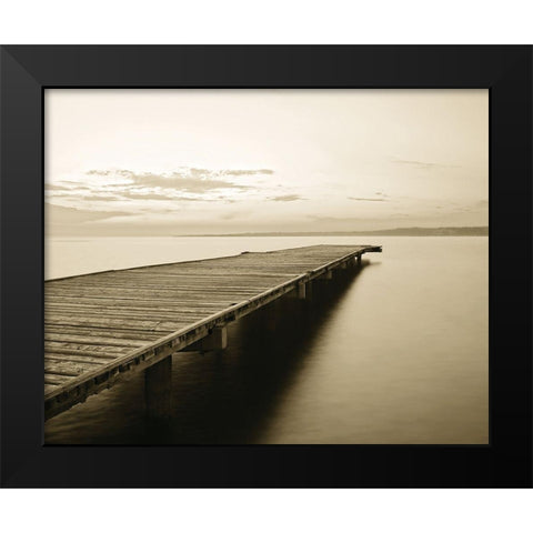 Old Wooden Pier Black Modern Wood Framed Art Print by Anonymous