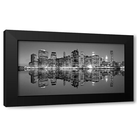 Downtown Lights Black Modern Wood Framed Art Print with Double Matting by Mortula