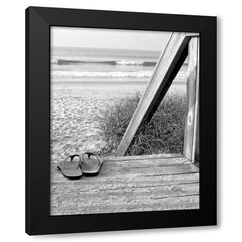 Sandals by the Sea Black Modern Wood Framed Art Print with Double Matting by Anonymous