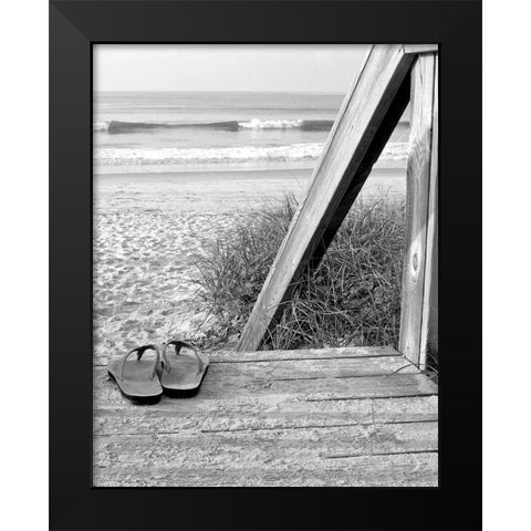 Sandals by the Sea Black Modern Wood Framed Art Print by Anonymous