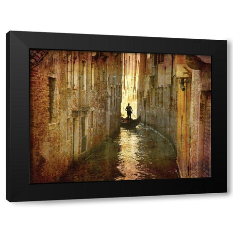 Vintage Gondolier Black Modern Wood Framed Art Print by K. Nielsen