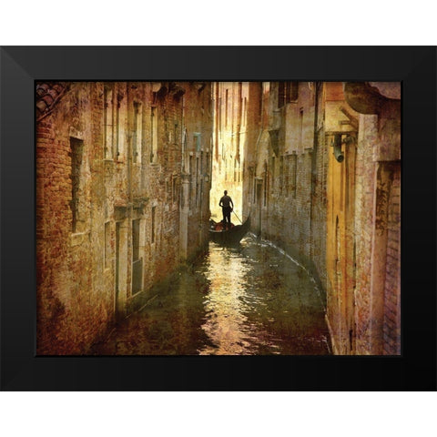 Vintage Gondolier Black Modern Wood Framed Art Print by K. Nielsen