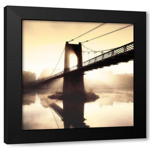 Footbridge in the Setting Sun Black Modern Wood Framed Art Print by Frederic, P.