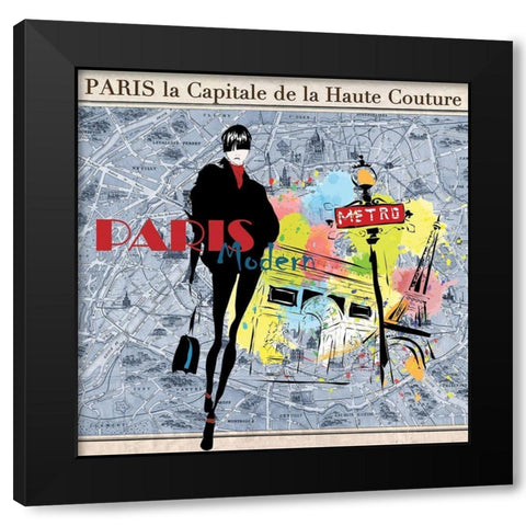 Paris Fashion Model Black Modern Wood Framed Art Print by Verlen