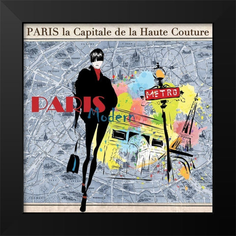 Paris Fashion Model Black Modern Wood Framed Art Print by Verlen