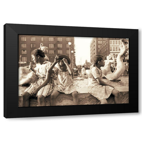 Hot Summer in the City Black Modern Wood Framed Art Print by Anonymous