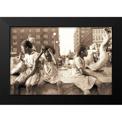 Hot Summer in the City Black Modern Wood Framed Art Print by Anonymous