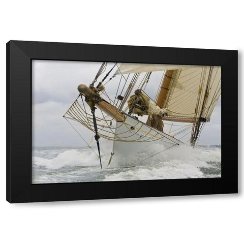Breaking the Waves Black Modern Wood Framed Art Print by Anonymous