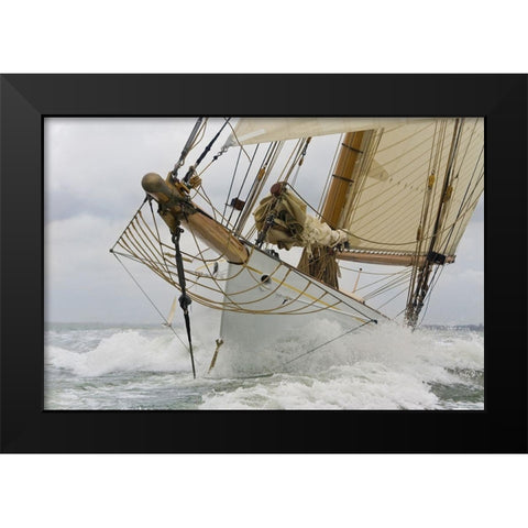 Breaking the Waves Black Modern Wood Framed Art Print by Anonymous