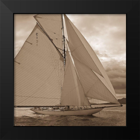All Sails Unfurled Black Modern Wood Framed Art Print by Anonymous