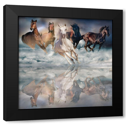Herd Run Black Modern Wood Framed Art Print with Double Matting by Svetlana